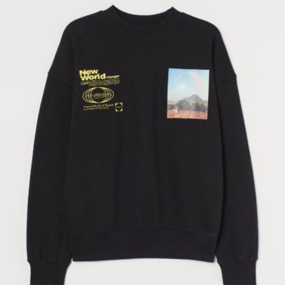 H&M Divided Graphic Black Sweatshirt size XL - Picture 1 of 7